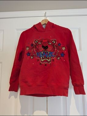 Kenzo Exclusive Edition Kids Red Tiger Mouse Hoodie Sweatshirt Size 14 Large